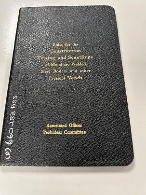 Photo of Old book of rules for construction of Pressure Vessels